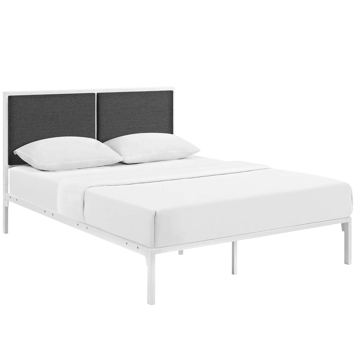 Della Fabric Bed, King, White Gray
