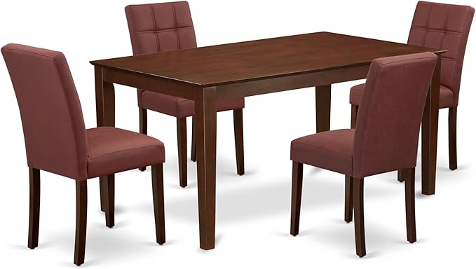 CAAS7-MAH-26 7 Piece Kitchen Dining Table Set Includes A Dinner Table and 6 Burgundy