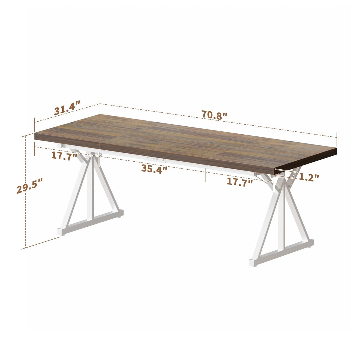 BEVAURORA 70.8-Inch Executive Desk with Power Outlet, Large Office Desk, Long Home Office Table, Big Writing Computer Tbale, Modern Work from Home Desk Office Furniture for Laptop, White