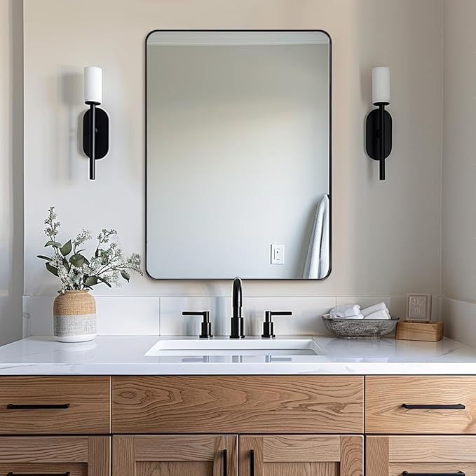 Black Bathroom Mirror, Bathroom Vanity Wall Mounted Mirror