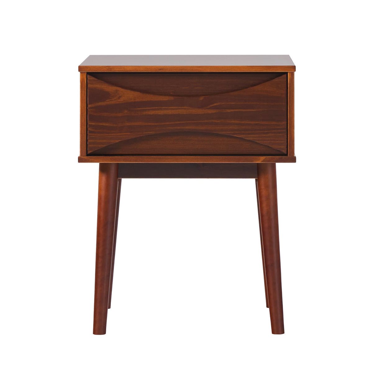 Modern Solid Wood Retro 1-Drawer Nightstand, 25 Inch, Walnut