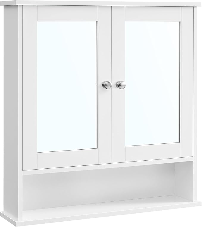 Bathroom Cabinet with Mirror, Wall Cabinet with 2 Mirrored Doors, Adjustable Shelf