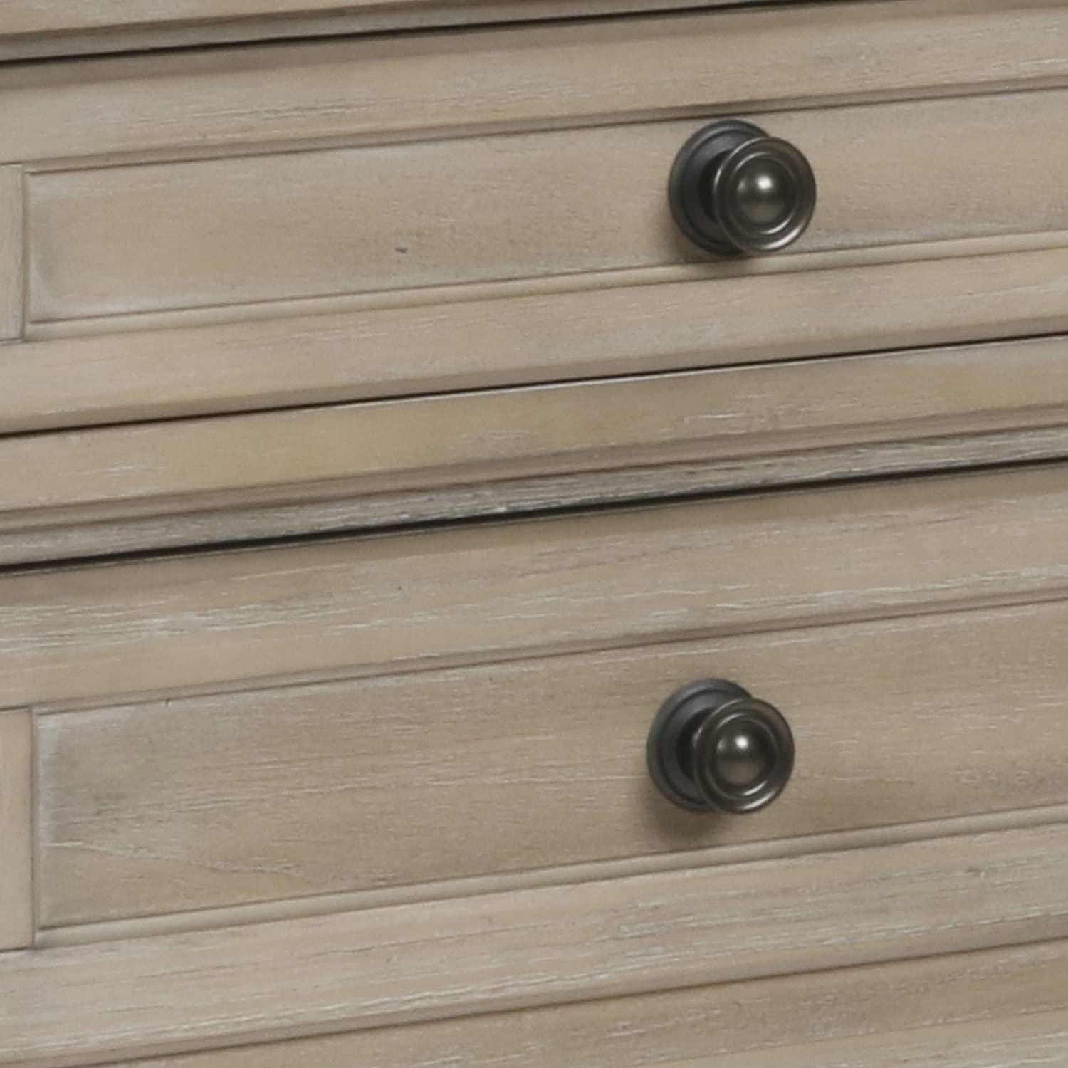 Drawer Wooden Nightstand with Round Knobs and Bun Feet, Weathered Brown