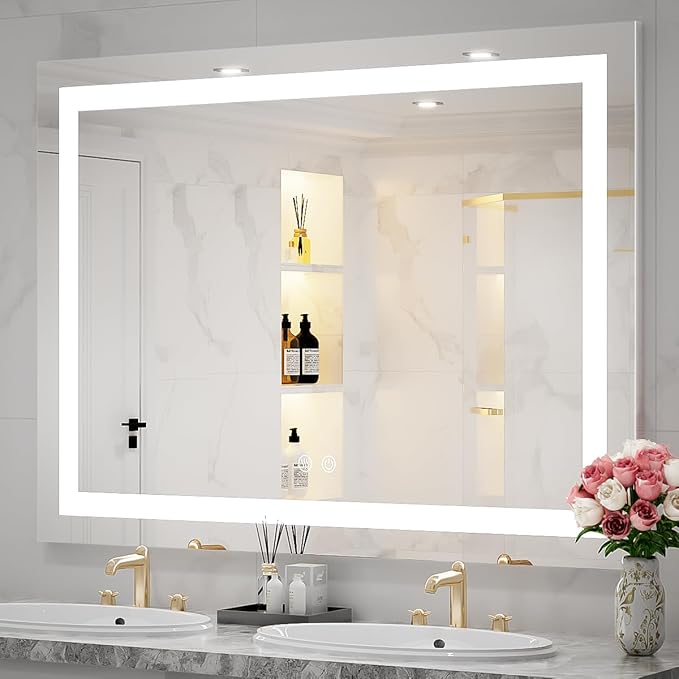 LED Lighted Bathroom Mirror for Vanity, Anti-Fog Wall Mounted Mirror