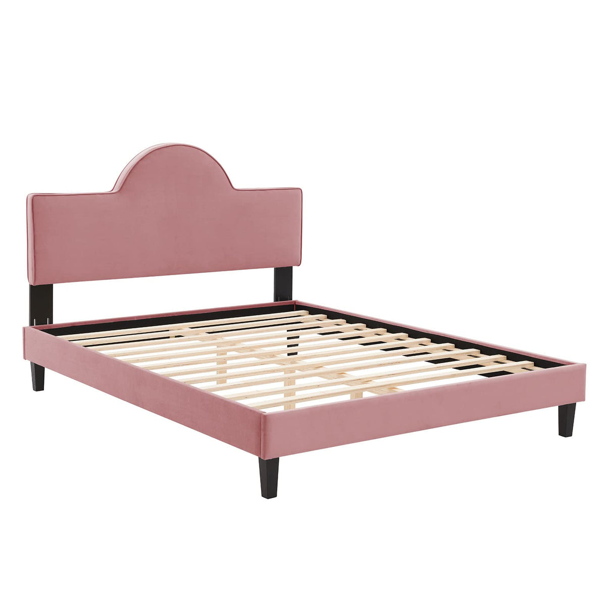 Performance Velvet Queen Bed in Dusty Rose Platform
