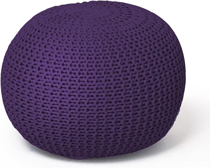 Round Knit Pouf, Wine