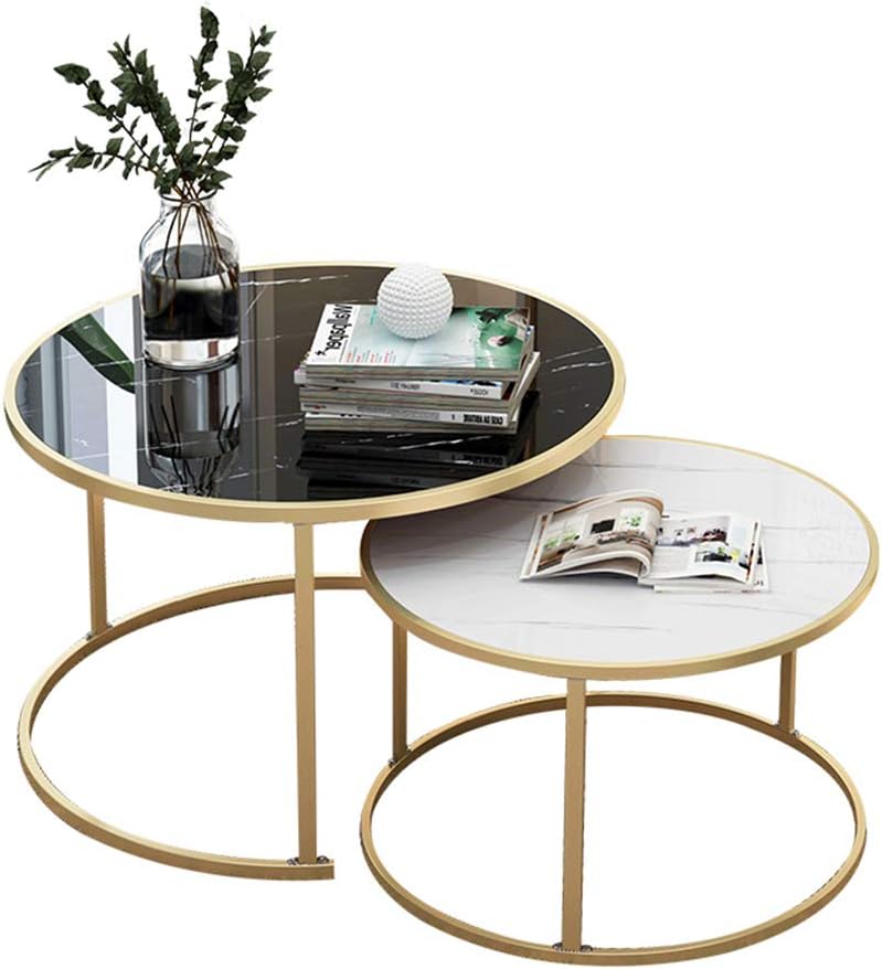 Side Table Coffee Tables Set of 2 for Home and Office, Living Rooms, Lobby, Reception, Wood Top + Metal Base, 20"X 15" + 27.5"X 17.7" Feito na China Comfortable Anniversary
