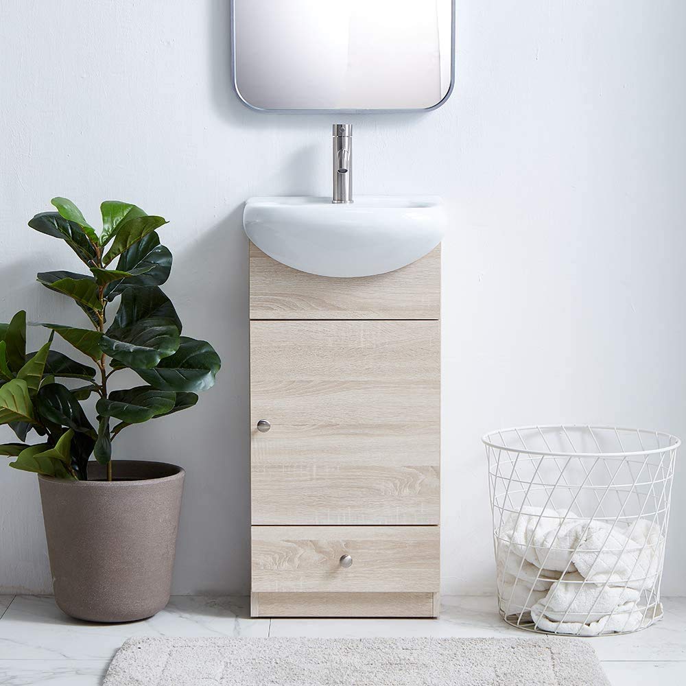 18 Inch Bathroom Vanity with Sink, Small Bathroom Vanity Cabinet Combo