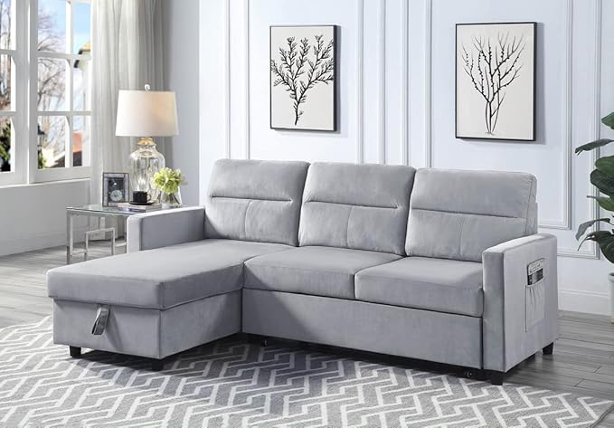 Linen Modern Sectional Sofa with Right Facing Chaise