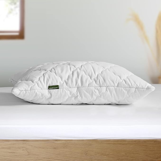 Classic Quilted Wool Pillow (Standard) - 100% British Wool for Natural Sleep