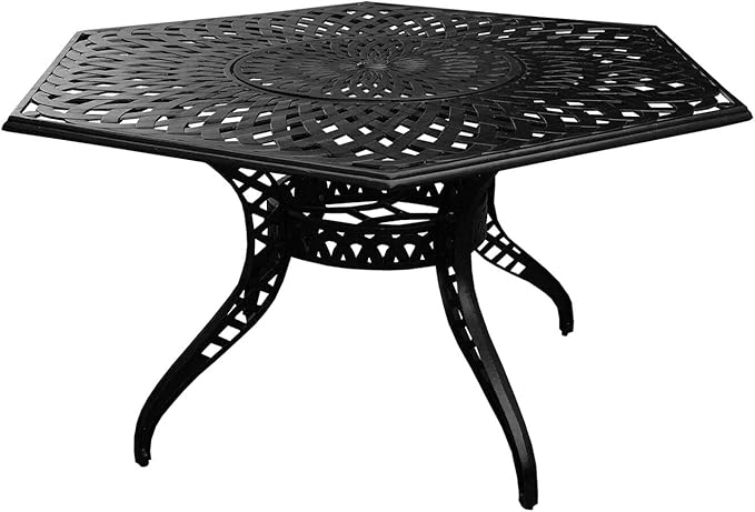 Outdoor Aluminum 63 inch Hexagon Table, Bronze