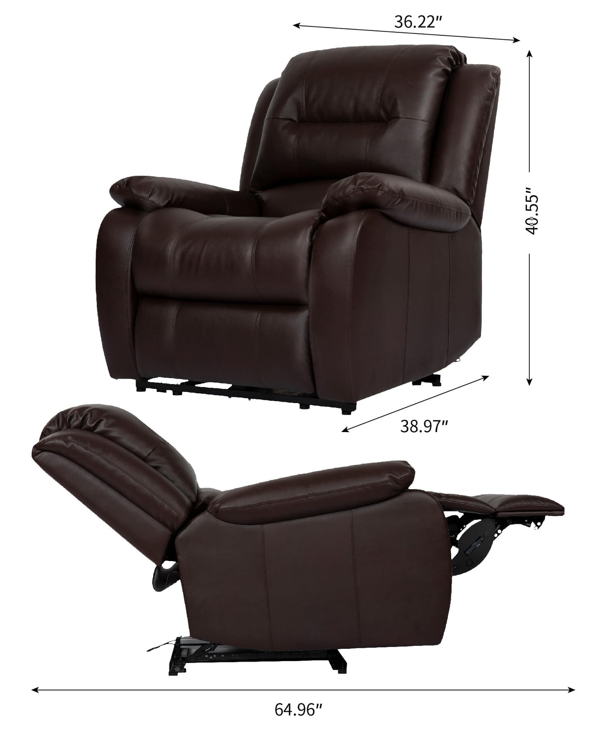 ErgoLuxe Brown Massage Recliner Chair – Compact and Easy-Clean Design