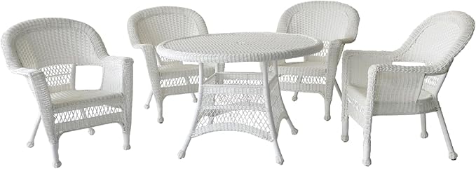 5 Piece Wicker Outdoor Dining Set, Black