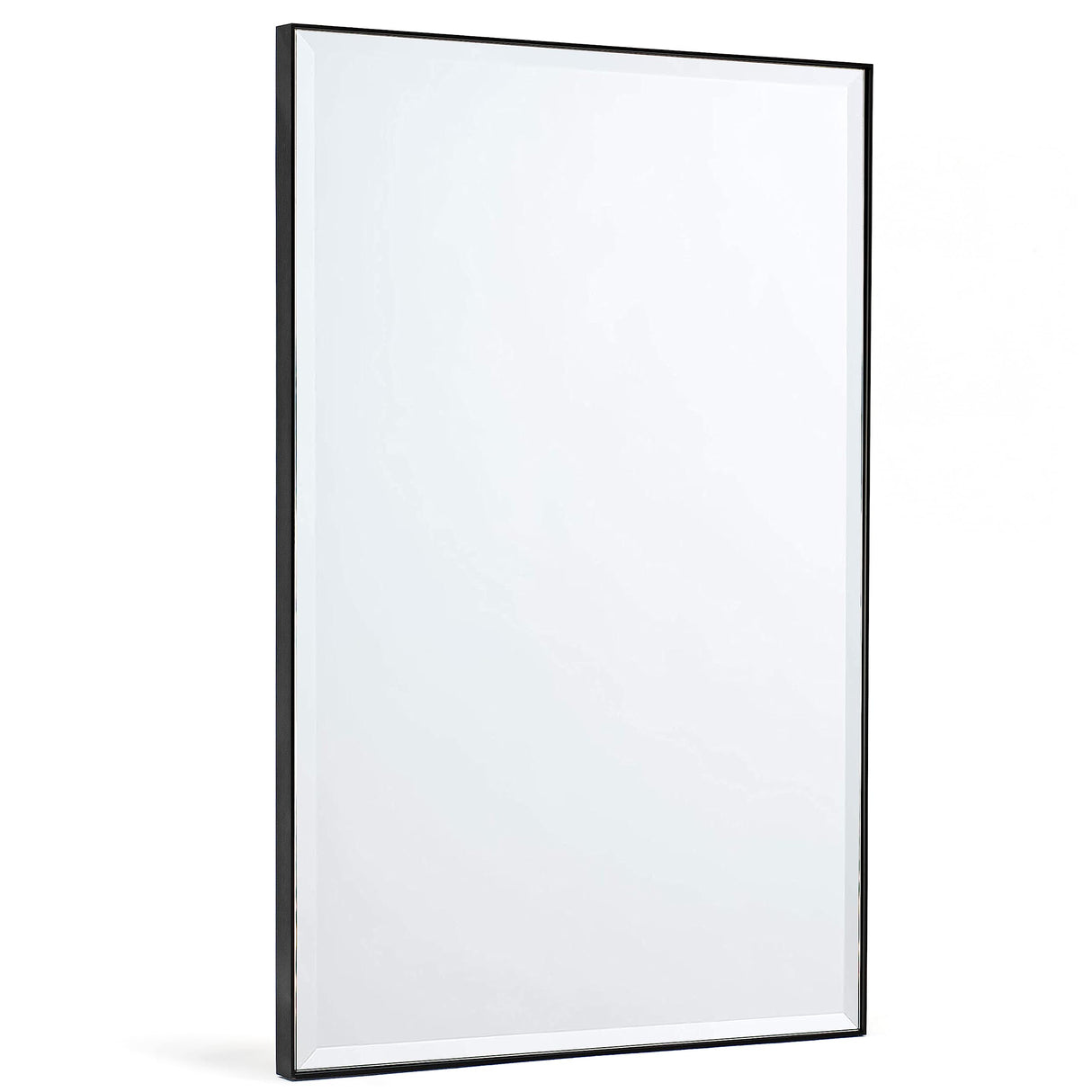 Bathroom Wall Mirror, Brushed Black Metal Framed Rectangle Vanity Mirror