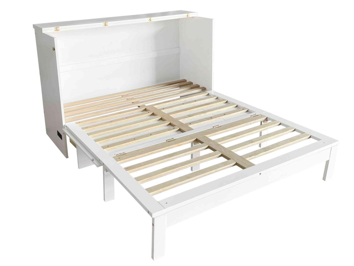 Foldable Queen Size Murphy Bed with Large Storage Drawer