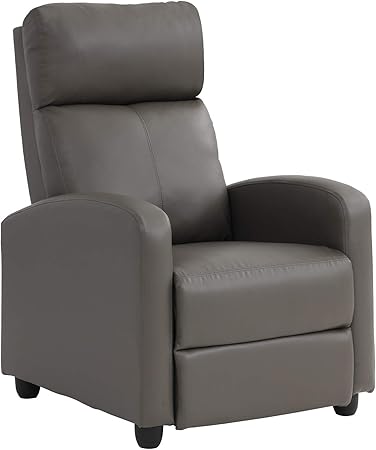 UrbanLounge Black PU Leather Push-Back Recliner with Wing Back