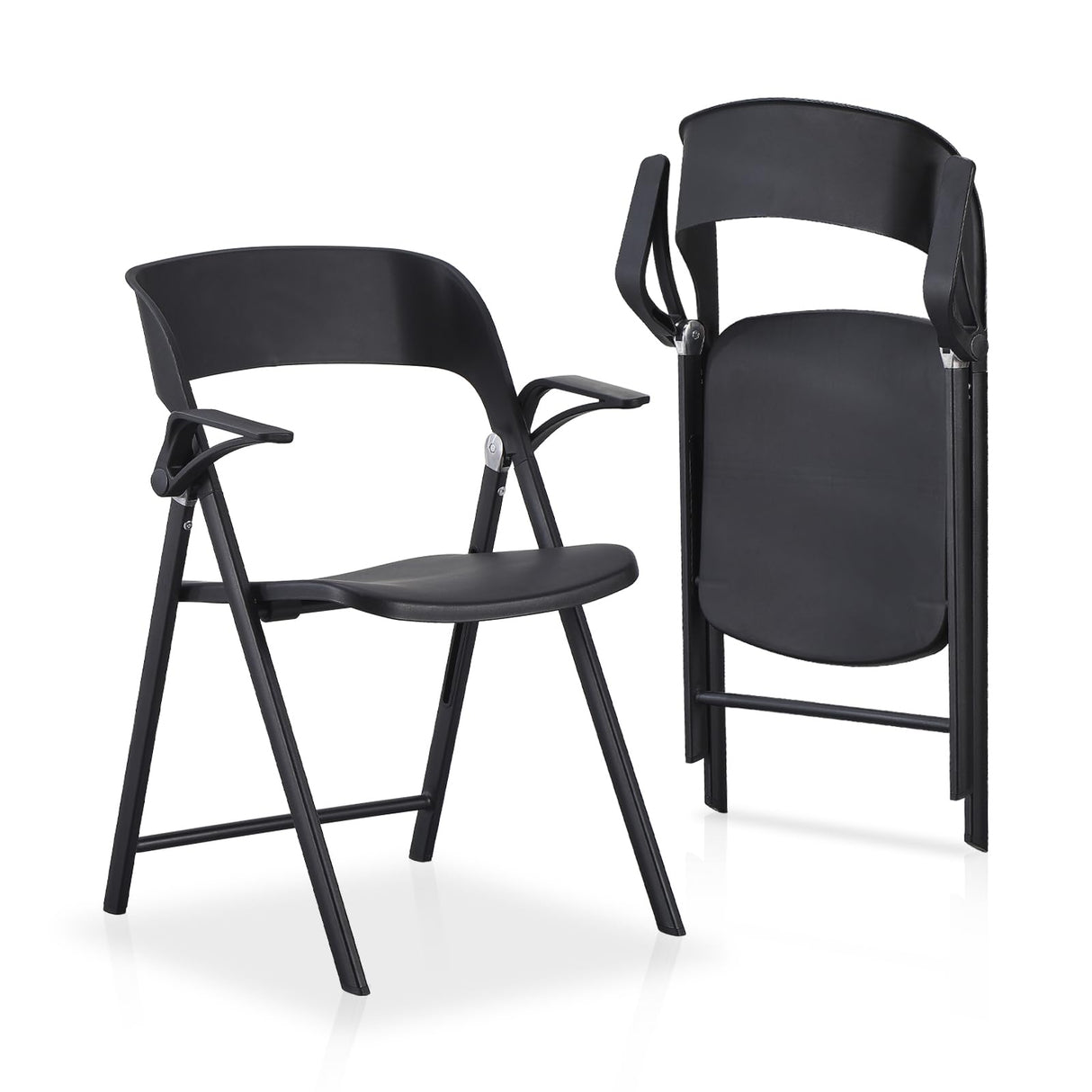 2 Pack Plastic Folding Chair with Armrest, Heavy Duty Foldable Chairs