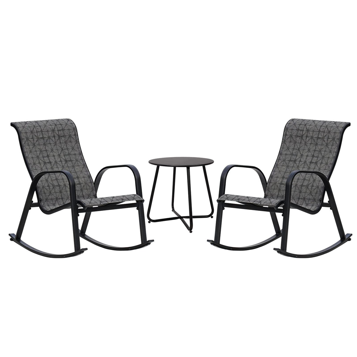 3-Piece Outdoor Bistro Rocking Chair Set Rocker Seating Outside for Front Porch Garden