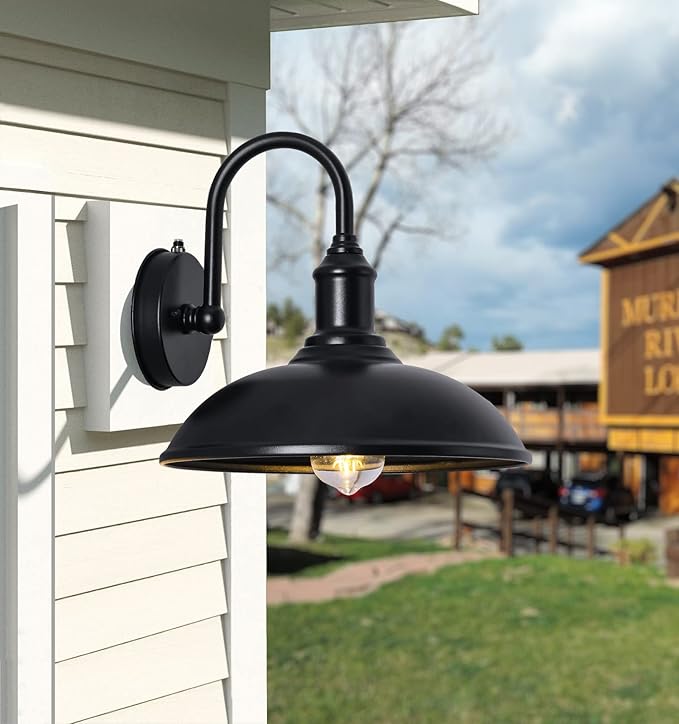Large 18" Outdoor Barn Gooseneck Light Dusk to Dawn, Classic Farmhouse Barn Wall