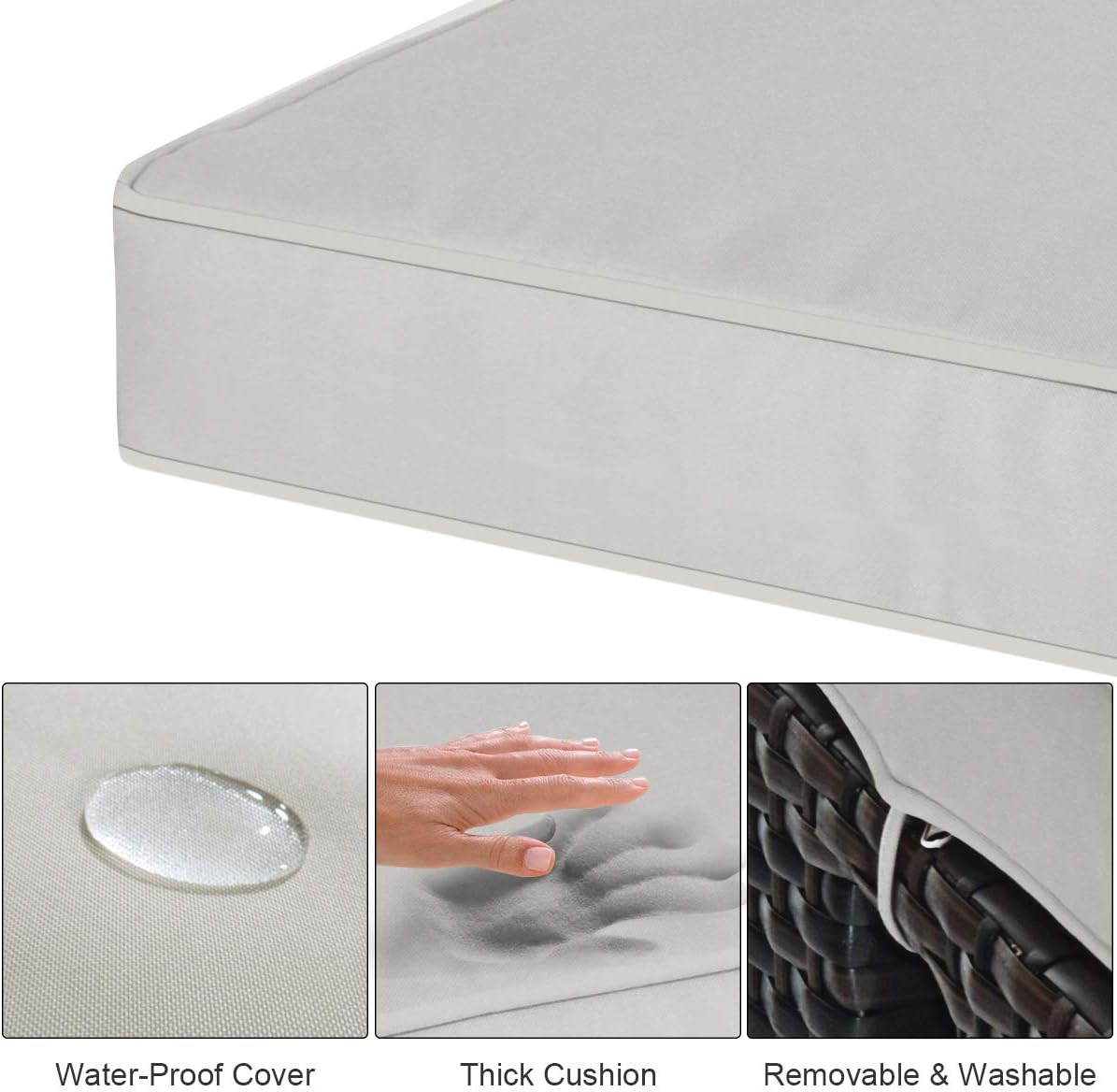 4 Pieces Outdoor Patio Ottoman, All Weather Rattan Wicker Ottoman Sea