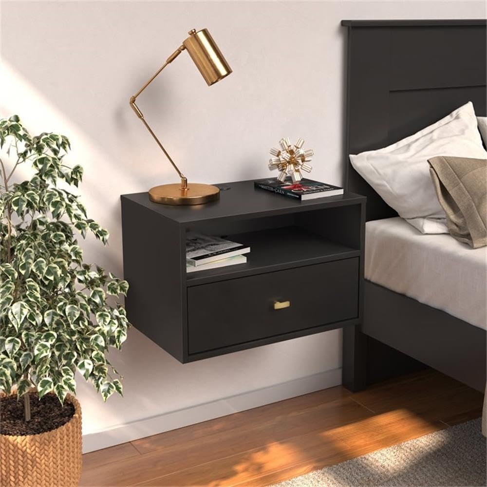 Transitional 1 Drawer Floating Nightstand