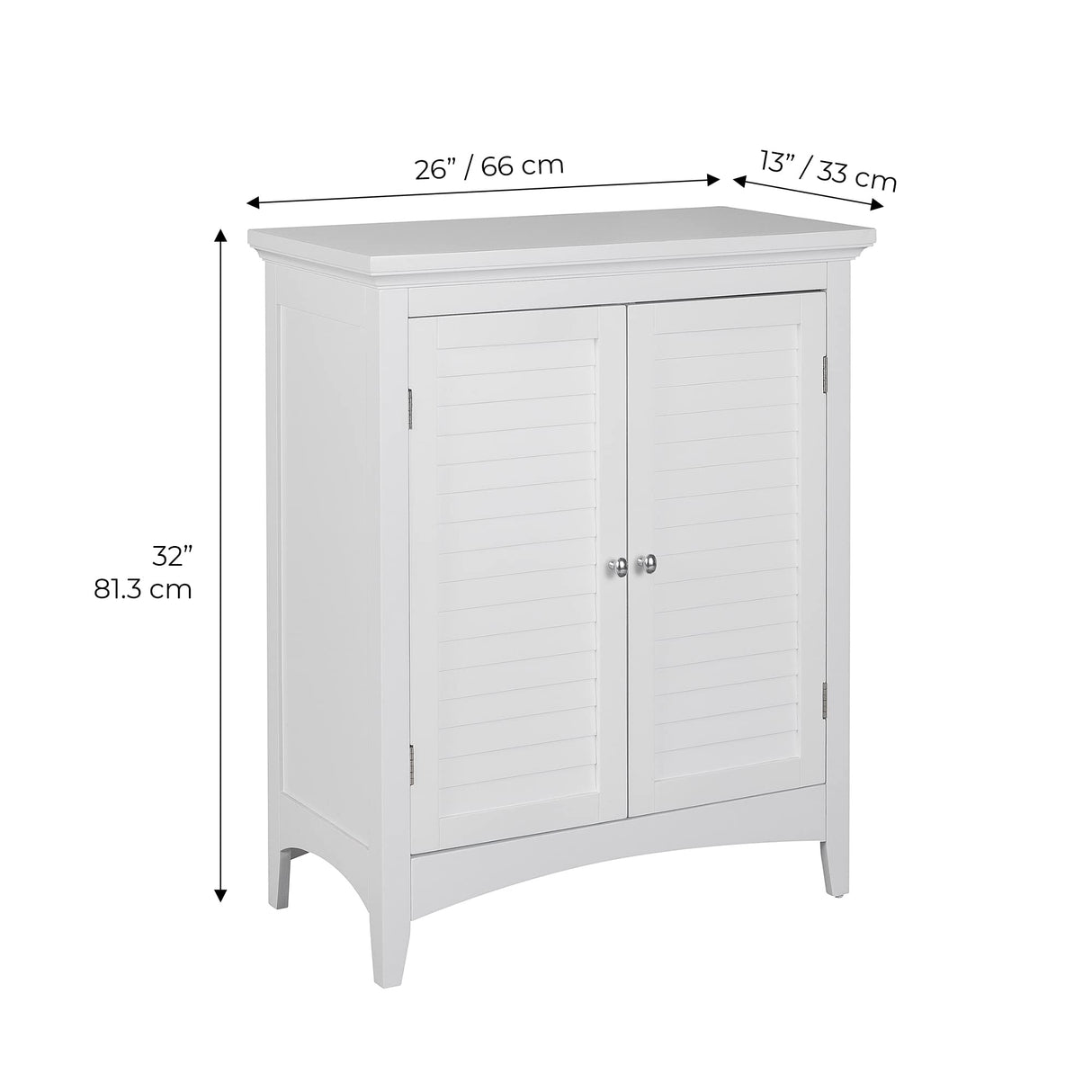 Fashions Glancy Two Shutter Doors Wooden Storage Stand Floor Cabinet White