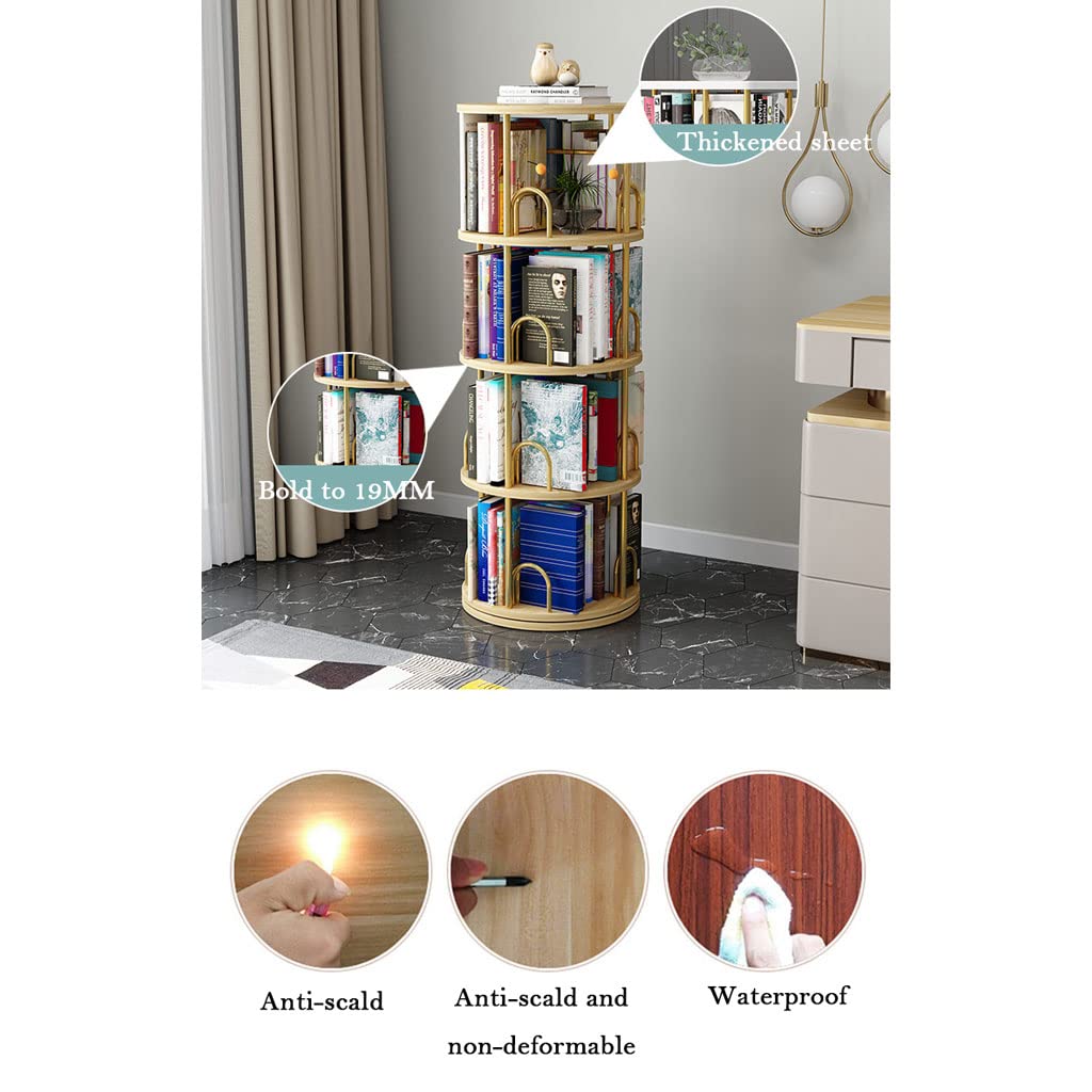 Bookcase Librería Iron Art Rotating Bookshelf 360 Display Floor Standing Bookcase Modern Simple Standing Storage Rack for Living Room Kitchen Decor