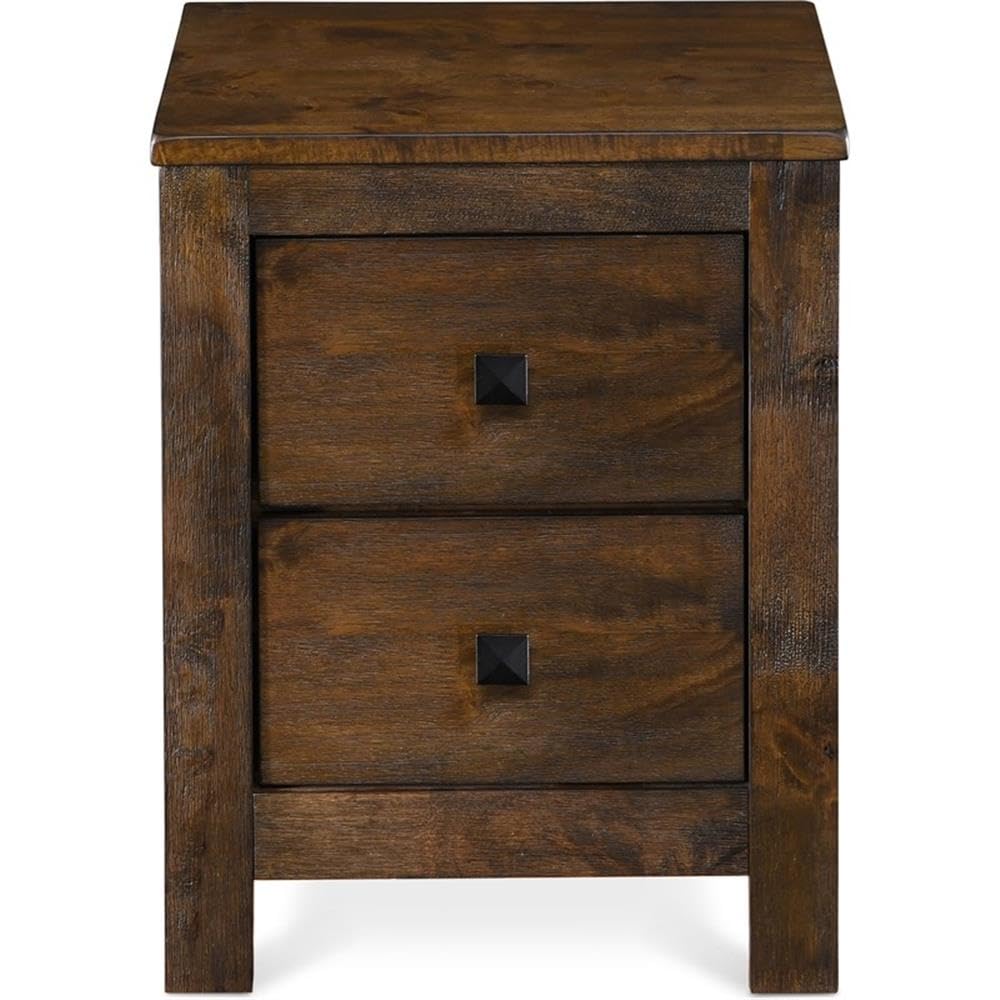 Stratford Farmhouse Wooden Nightstand Bedside End Table, Space Saving Design