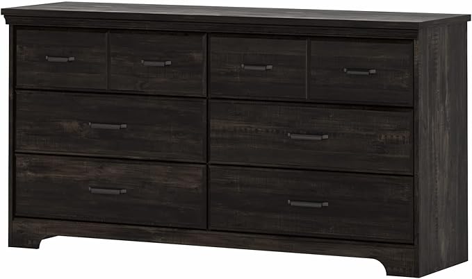 Versa Collection 6-Drawer Double Dresser, Gray Maple with Antique Handles