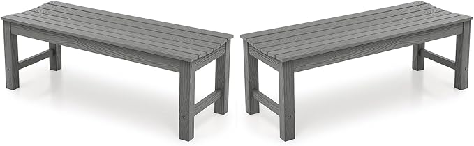 Outdoor Bench, 2-Person Patio Backless Bench with 800 lbs Weight Capacity