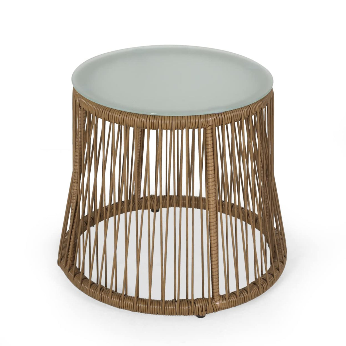 Russell Outdoor END Table, Light Brown + Silver
