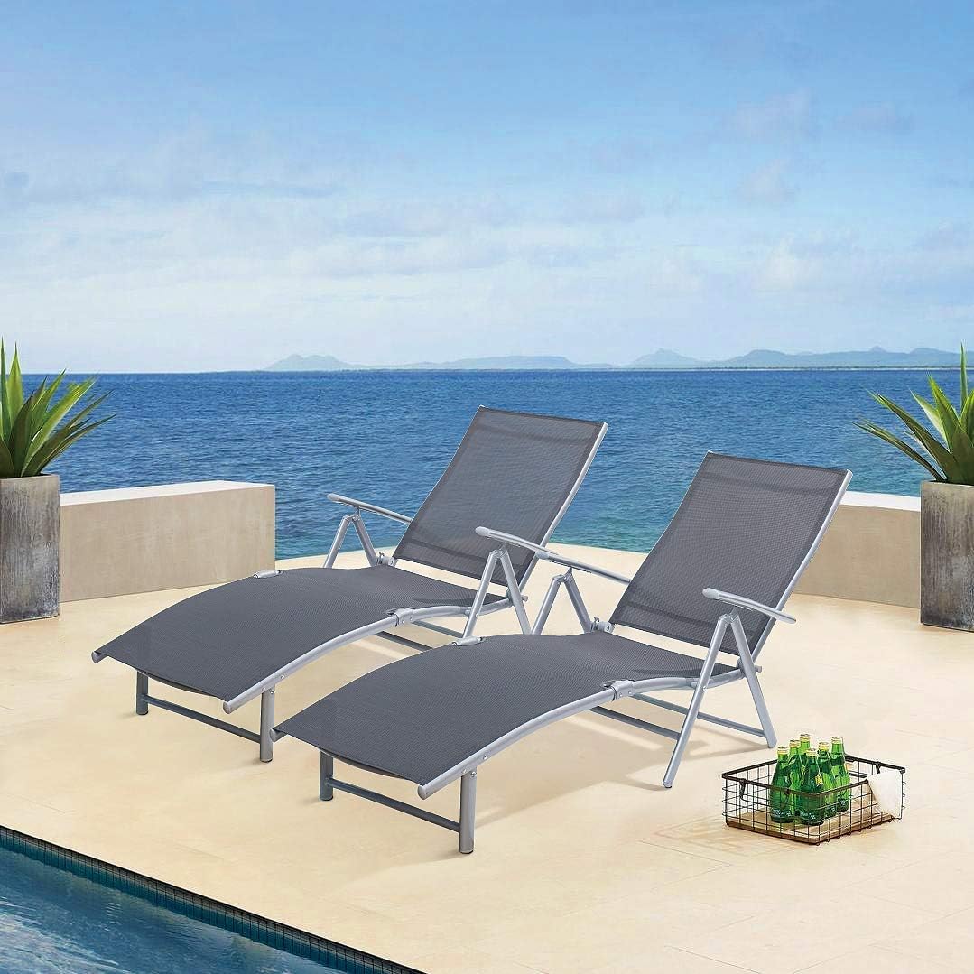 Outdoor Chaise Lounge Chairs Patio Furniture Adjustable Folding Recliner