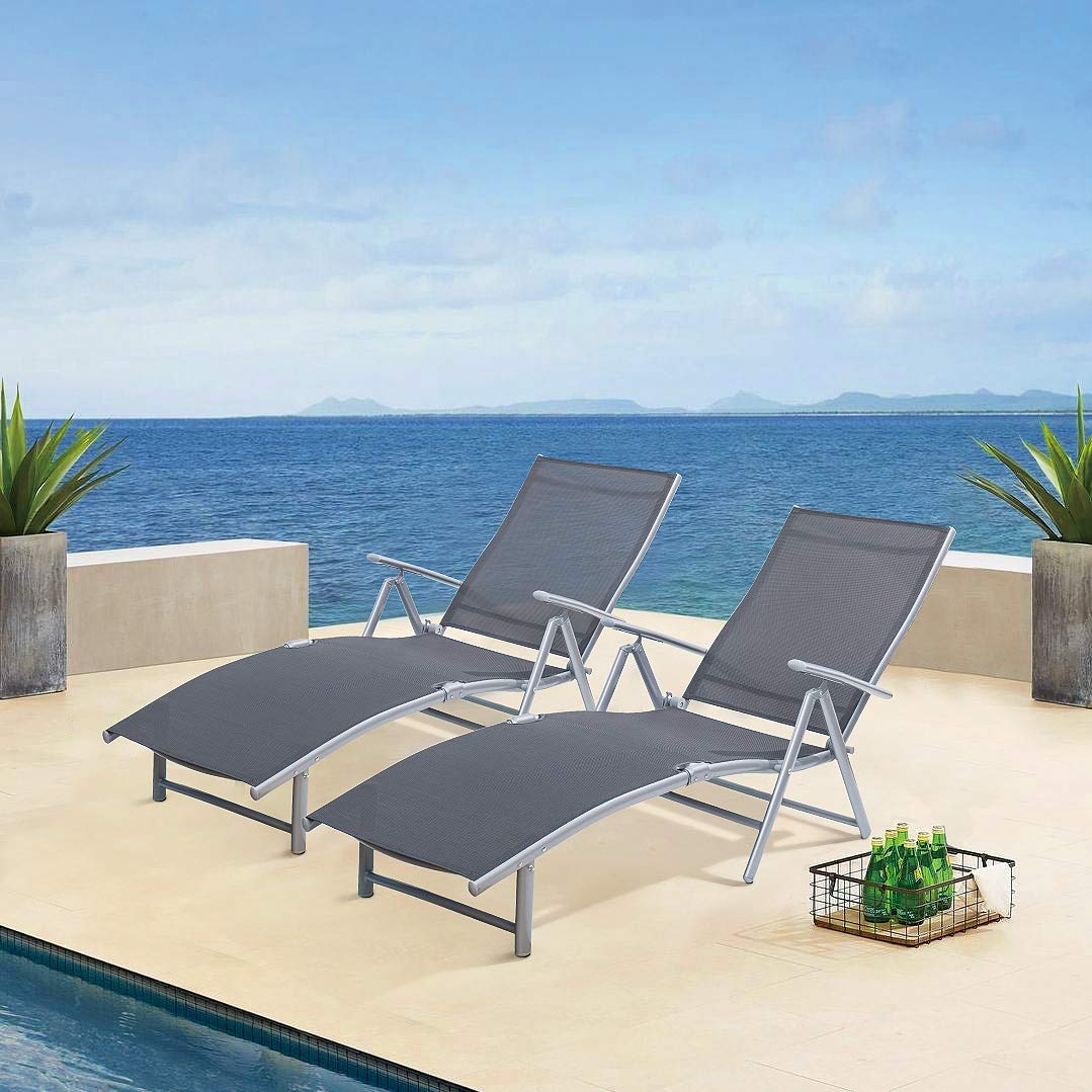 Outdoor Chaise Lounge Chairs Patio Furniture Adjustable Folding Recliner