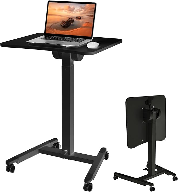Mobile Standing Podium Desk Laptop Sit to Stand Height Adjustable Workstation