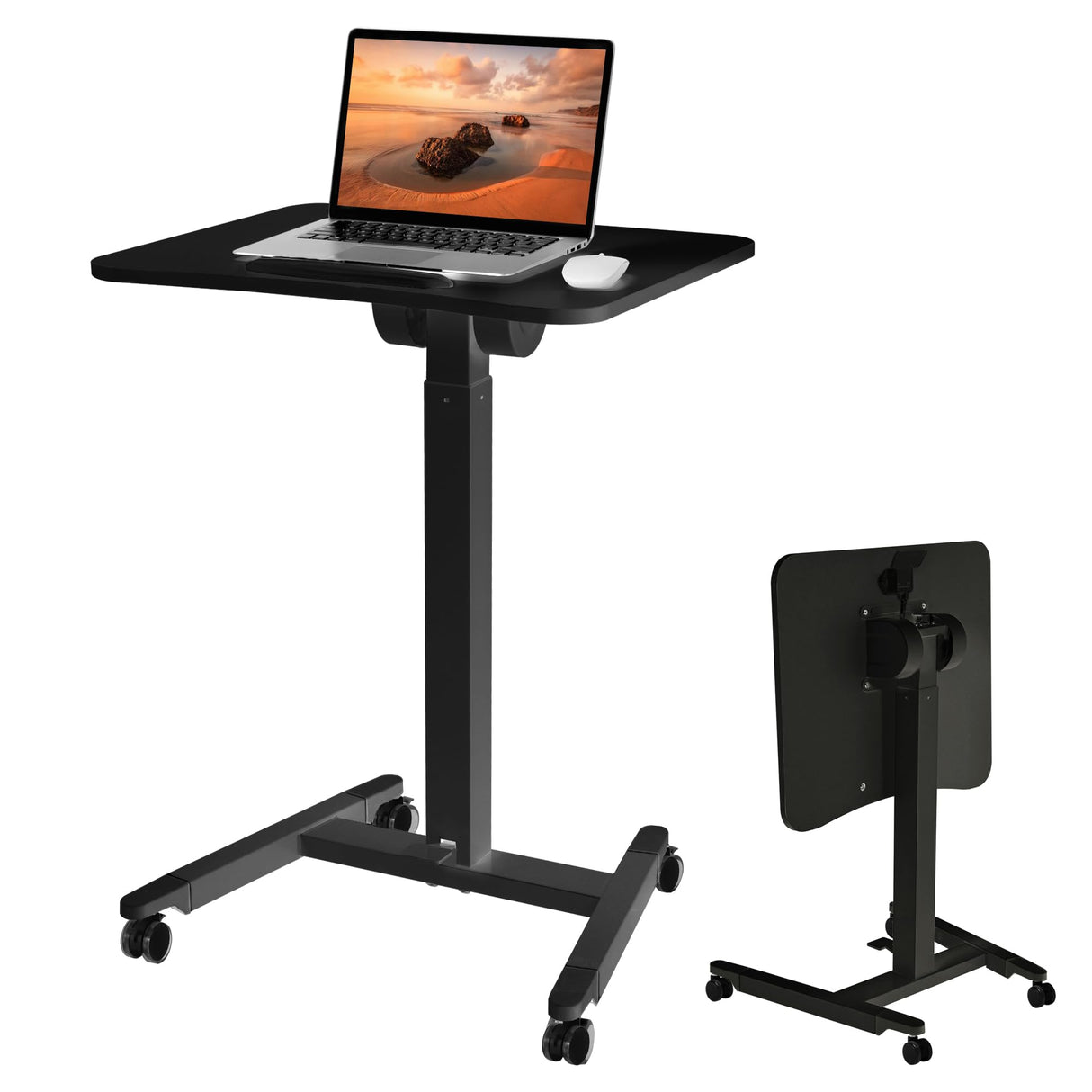 Mobile Standing Podium Desk Laptop Sit to Stand Height Adjustable Workstation