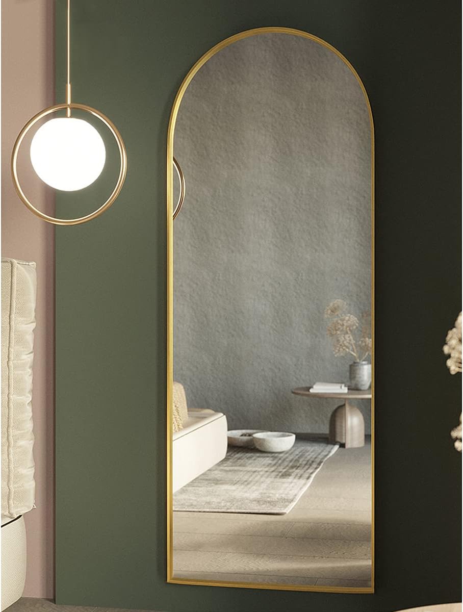 Arched Full Length Mirror, 64"x21" Free Standing Floor Mirror, Modern Full Body Mirror
