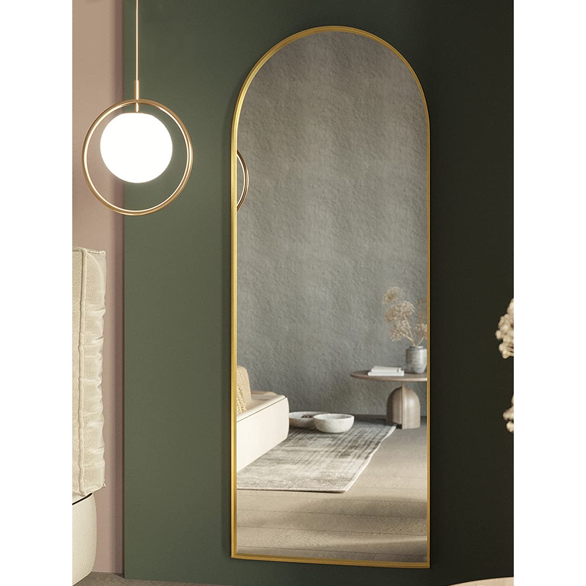 Arched Full Length Mirror, 64"x21" Free Standing Floor Mirror, Modern Full Body Mirror