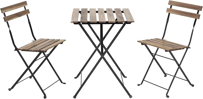 3 Pieces Bistro Set Outdoor Furniture Sets 2 Folding Chairs and Table Steel