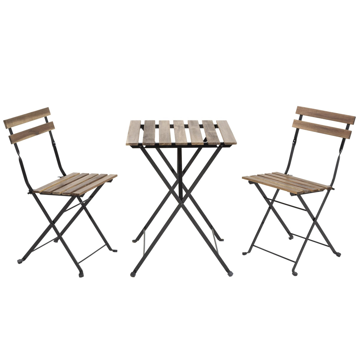 3 Pieces Bistro Set Outdoor Furniture Sets 2 Folding Chairs and Table Steel