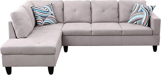 L Shaped Couch Sectional Couches for Living Room Morden Upholstered Linen Fabric