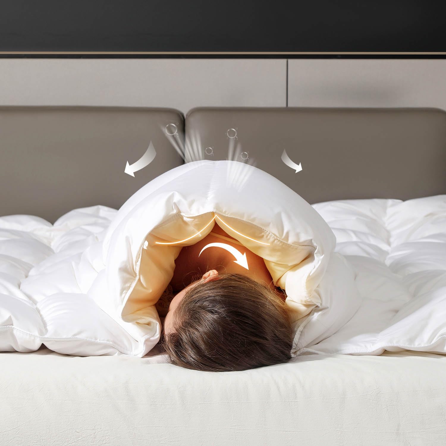 Feather Down Cotton Comforter Twin Size, All Season 100% Cotton Duvet Insert