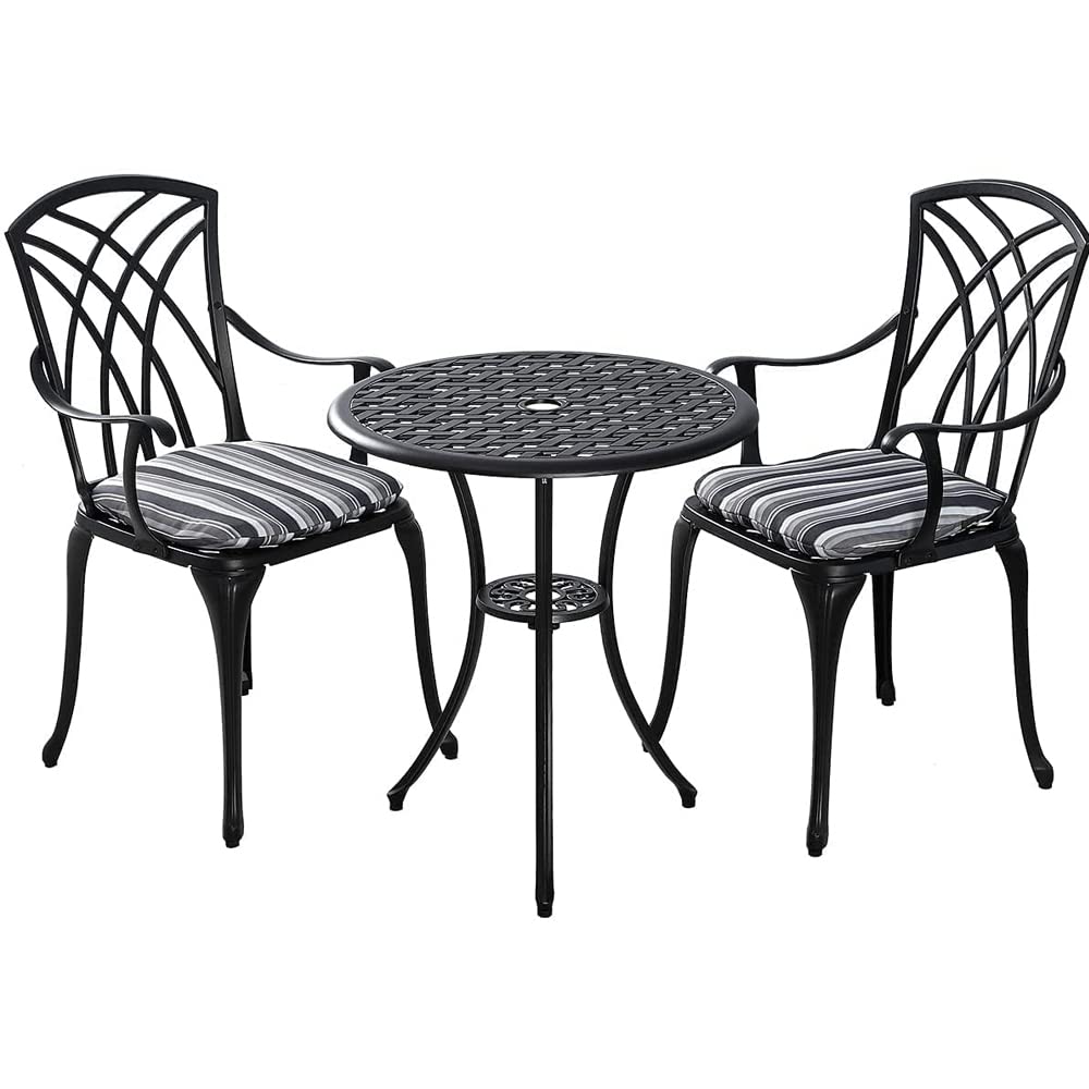 Outdoor Bistro Set 3 Piece Outdoor Bstro Table and Chairs Set Table with Umbrella Hole
