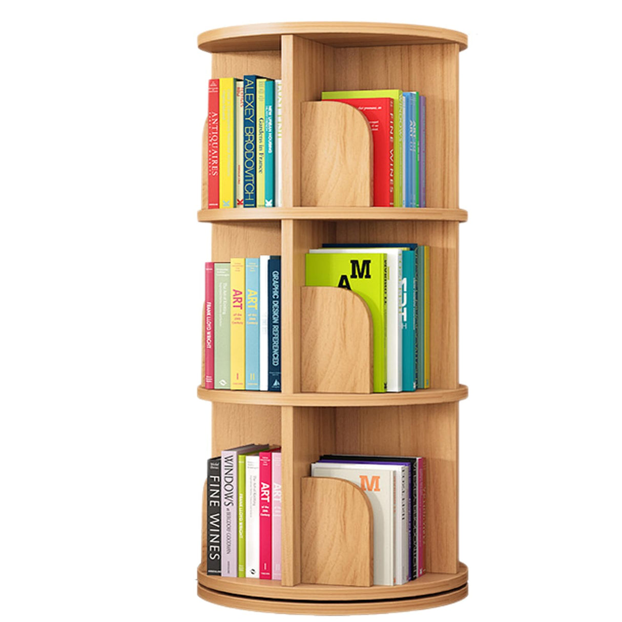 360 Display Rotating Bookshelf Tower,Rotating Bookshelf for Kids&Adults,3 Tier Rotating Stackable Shelves