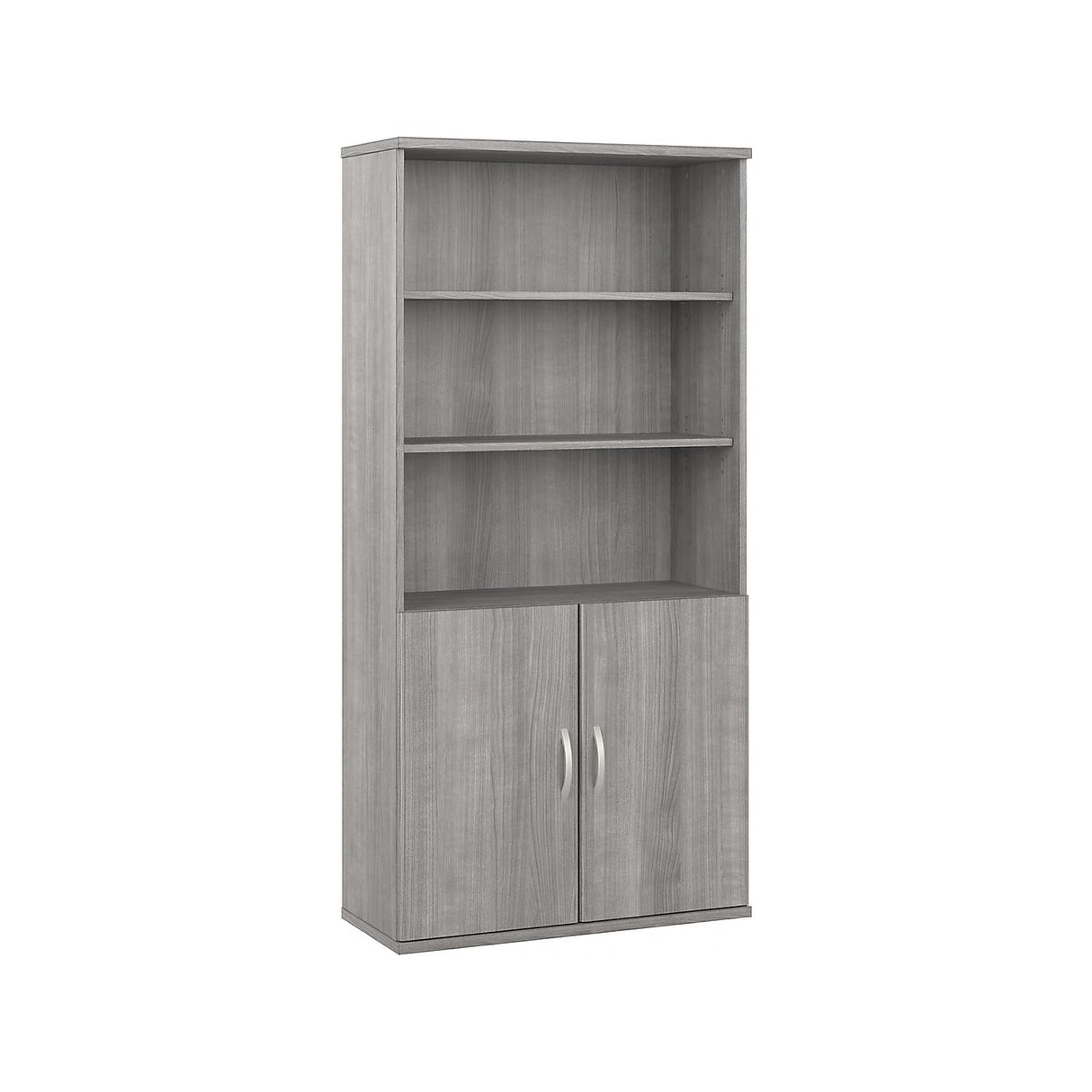 Bush Business Furniture HYB024PG Hybrid 5-Shelf 73-Inch H Bookcase with Doors, Platinum Gray