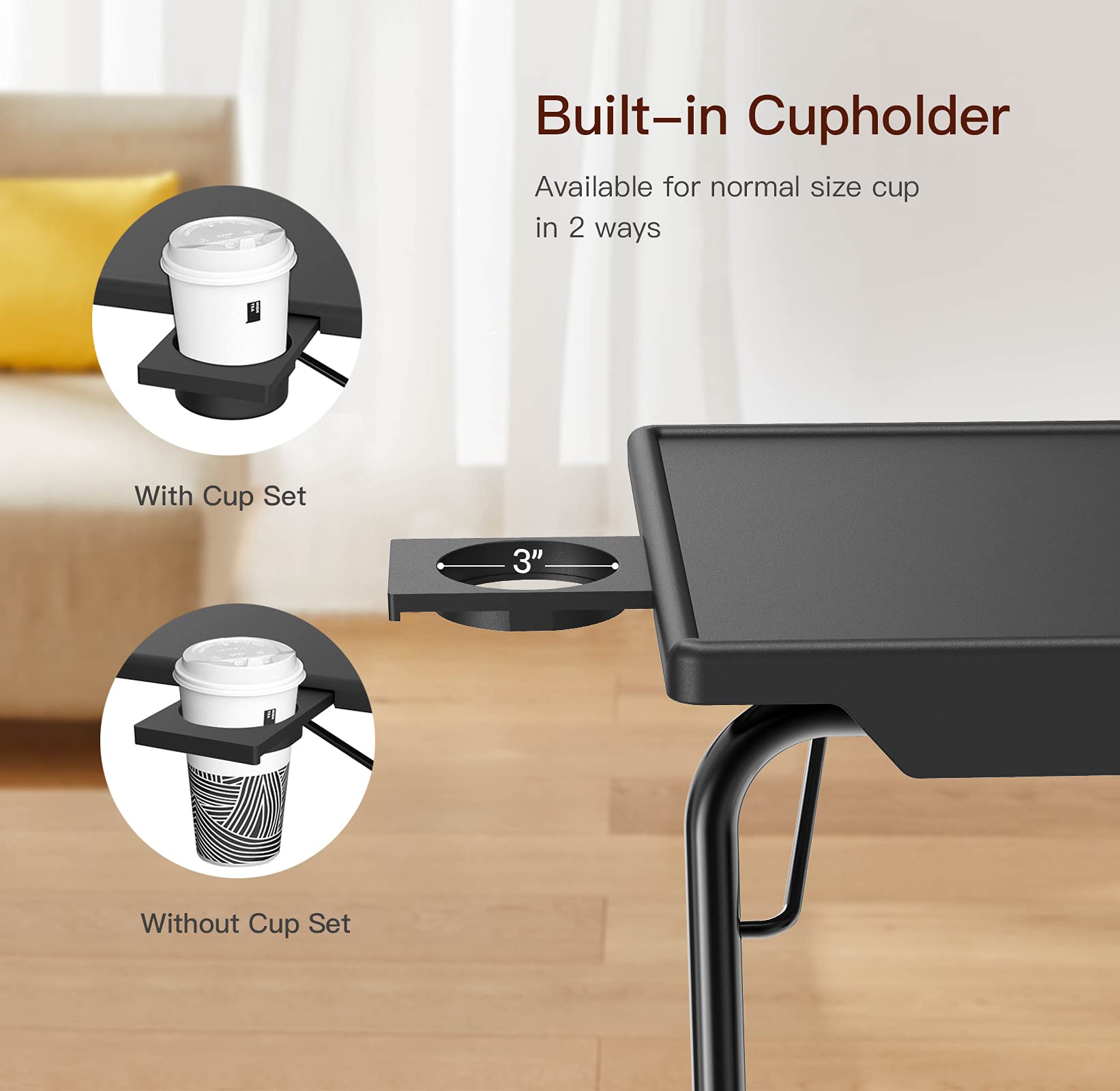 TV Tray Table - TV Dinner Tray on Bed & Sofa, Comfortable Folding Table with 6 Height & 3 Tilt Angle