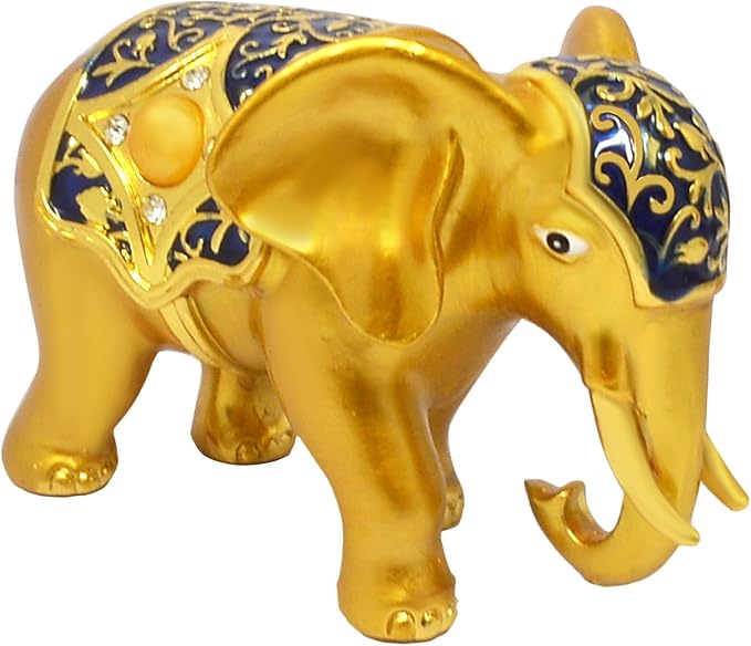 Blue Lucky Elephant Good Fortune Protection Home Statue Office Decor Figurine (Blue)