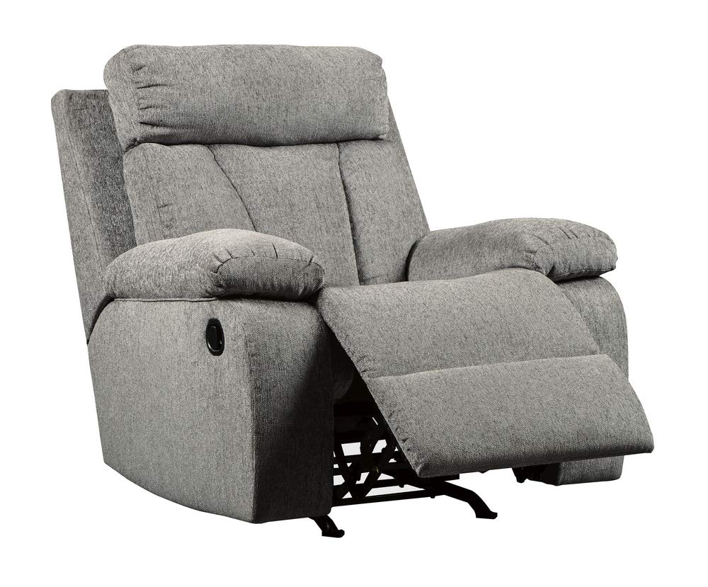 LoungeNest Foggy Gray Rocker Recliner Chair with Pull Tab Recline
