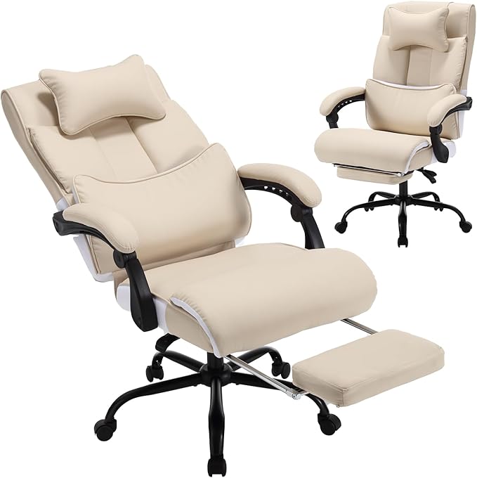 Office Chair with Foot Rest, High Back Ergonomic Reclining Executive Office Desk Chair