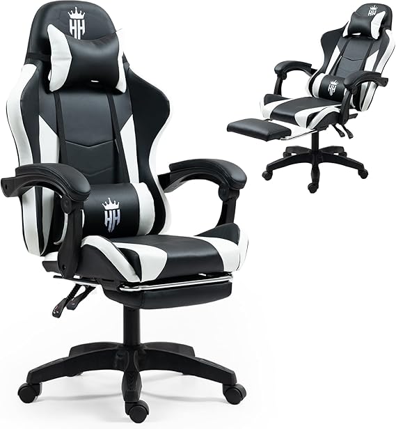 Ergonomic Gaming Chair with Footrest - Reclining Big and Tall Office Chair