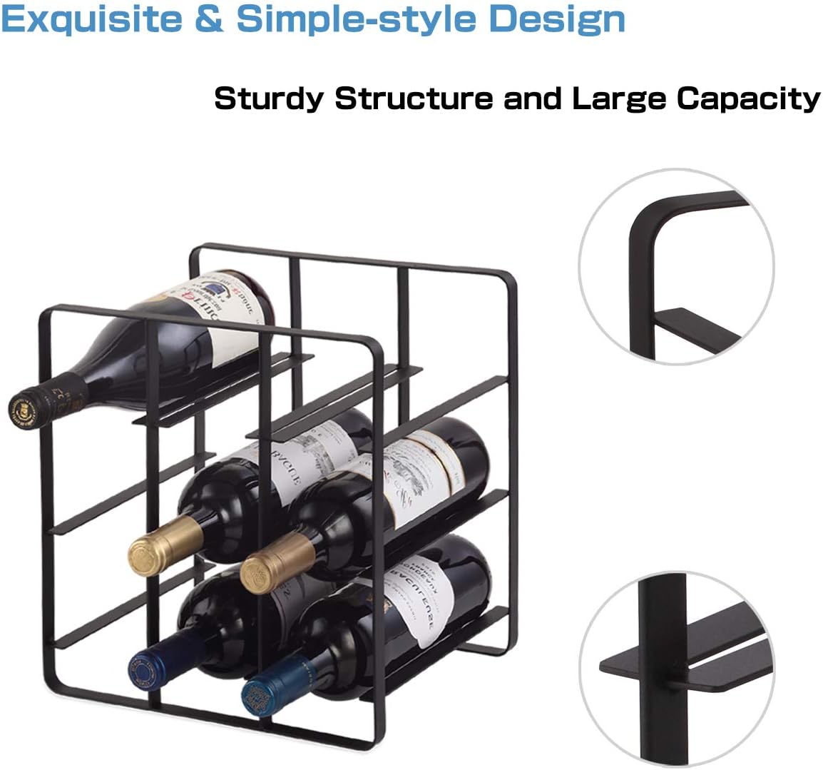 9 Bottles Metal Wine Rack, Free-Standing Cabinet Water Bottle